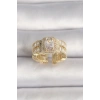 Pirinç Gold Renk Ayarlanabilir Baget Zirkon Taş Model Kadın Yüzük