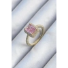 Pirinç Gold Renk Pembe Zirkon Taşlı Kadın Yüzük