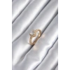 Pirinç Gold Renk Zirkon Taşlı Kalp Charm Model Kadın Yüzük
