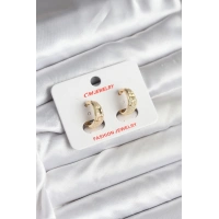 14K Gold Renk Kaplama Lazer Halka CM Kadın Küpe