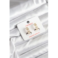 14K Gold Renk Kaplama Zirkon Taşlı CM Kadın Küpe