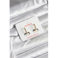 14K Gold Renk Kaplama Zirkon Taşlı Halka Model CM Kadın Küpe