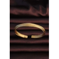 316L Çelik Altın Renk Hasır Görünüm Erkek Bileklik