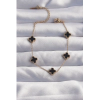 316L Çelik Baby Boy Gold Renk Siyah Mineli Yonca Bileklik