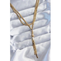 316L Çelik Gold Renk 2li İtalyan Zincir Asansör Model Sallantı Detay Kadın Kolye