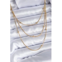 316L Çelik Gold Renk 3lü Minimal Toplu Kadın Kolye