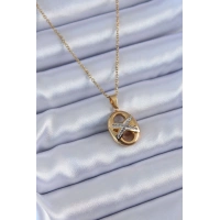 316L Çelik Gold Renk Zirkon Taşlı Kadın Kolye