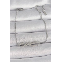 316L Çelik Gümüş Renk Atatürk İmza Model Kadın Bileklik