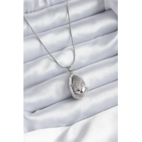 316L Çelik Gümüş Renk Damla Model Yıldız İşleme Zirkon Taş Detay Kadın Kolye