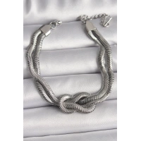 316L Çelik Gümüş Renk Düğüm Model Kadın Bileklik