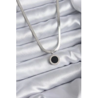 316L Çelik Gümüş Renk İtalyan Zincir Model İşleme Detay Kadın Kolye