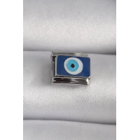 316L Çelik Gümüş Renk Nazar Boncuk Model Nomination Charm