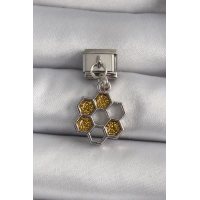 316L Çelik Gümüş Renk Sallantı Simli Bal Beteği Model Nomination Charm