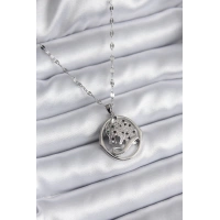 316L Çelik Gümüş Renk Zirkon Taşlı Jaguar Model Kadın Kolye