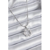 316L Çelik Gümüş Renk Zirkon Taşlı Kadın Kolye