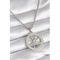 316L Çelik Gümüş Renk Zirkon Taşlı Rüya Kapanı Model İşeme Detay Kadın Kolye