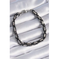 316L Çelik Siyah Gümüş Renk Kral Zincir Model Erkek Bileklik