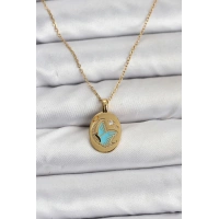 316L Çelik Zincir Gold Renk Kelebek Figür Kadın Kolye