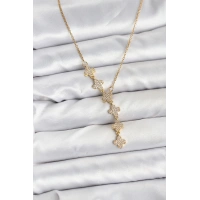 316L Çelik Zincir Gold Renk Yonca Model Kadın Kolye