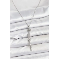 316L Çelik Zincir Gümüş Renk Kutup Yıldızı Enerji Model Kadın Y Kolye