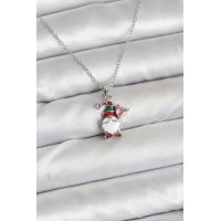 316L Çelik Zincir Gümüş Renk Yılbaşı Teması Kadın Kolye