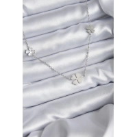 316L Çelik Zincir Gümüş Renk Yonca Model Kadın Kolye