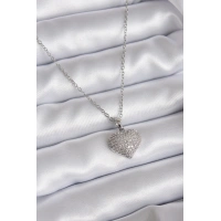 316L Çelik Zincir Gümüş Renk Zirkon Taş Detay Kalp Model Kadın Kolye