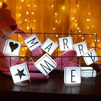 Adshome® 10lu Lightbox Işıklı Harf Mesaj Panosu Dekoratif  Harf Işık Zinciri