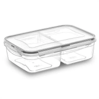 Adshome® 2 Bölmeli Sızdırmaz Contalı Kilitli Kapaklı 1 Litre Erzak Saklama Kabı -LC505