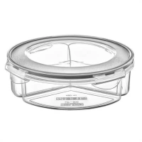 Adshome® 3 Bölmeli Sızdırmaz Contalı Kilitli Kapaklı 1,35 Litre yuvarlak Erzak Saklama Kabı LC-500