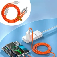 Adshome®  3 Şarj Aleti 1 Arada Çinko Alaşım Hızlı Şarj Kablosu Turuncu