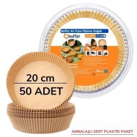 Adshome® 50 Adet 20 cm Air Fryer Pişirme Kağıdı Tek Kullanımlık Yağ Geçirmez Yuvarlak Tabak Model PVC