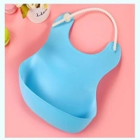 Adshome® Çocuk Bebek Mama Önlüğü Dökülme Engelleyici Bükülebilir Mavi