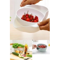 Adshome® Çok Amaçlı 360 Derece Dönebilir Pratik Hazneli Mutfak Süzgeç Elek