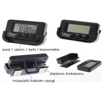 Adshome® Ev ve Araç Tipi Dijital Saat Kronometreli Alarmlı Pilli Saat