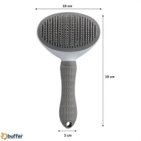 Adshome® Kedi Köpek Tüy Toplayıcı Kendini Temizleyebilen Ergonomik Rahat Evcil Hayvan Tarağı Gri