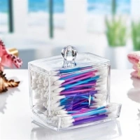 Adshome® Şeffaf Kapaklı Kulak Temizleme Çubuğu Organizatörü Saklama Kutusu