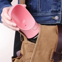 Adshome® Taşınabilir Evcil Hayvan Suluğu Seyahat Kabı Kilitlenebilen Su Sızdırmaz Kap 350 ml