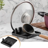 Adshome® Tencere Kapak Tutuculu Kaşıklıklı Tencere Kapak Standı Pratik Kaşık Kepçe Altlık Düzenleyici