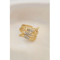 Ayarlamalı Altın Renk Metal Zirkon Taşlı Yüzük