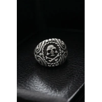 Ayarlanabilir Desenli Kurukafa Model Erkek Yüzük