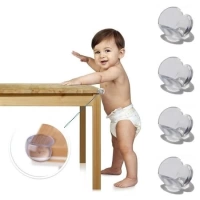 Adshome® Bebek Çocuk Yumuşak ve Esnek Dairesel Şeffaf Yapışkanlı Güvenlik Köşe Koruyucu (4 Adet)