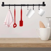 Adshome® Duvara Monte Edilen 6 Kancalı Dekor Kaşıklık ve Kupa Askısı