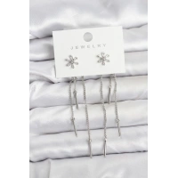 Çiçek Model Gümüş Pirinç Sallantılı Kadın Küpe