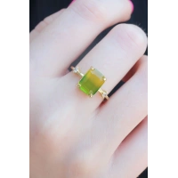 Gold Renk Renkli Zirkon Taşlı Pirinç Kadın Yüzük