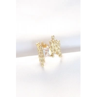 Gold Renk Tırtıklı Kalın Baget Taş Tasarım Ayarlanabilir Yüzük