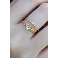 Gold Renk Zirkon Taşlı Taç Model Kadın Yüzük