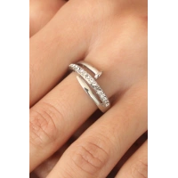 Gümüş Renk Taşlı Çivi Ayarlanabilir Kadın Yüzük