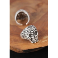 Kuru Kafalı Gümüş Renk Erkek Yüzük
