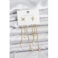 Kutup Yıldızı Model Gold Renk Pirinç Sallantılı Kadın Küpe
